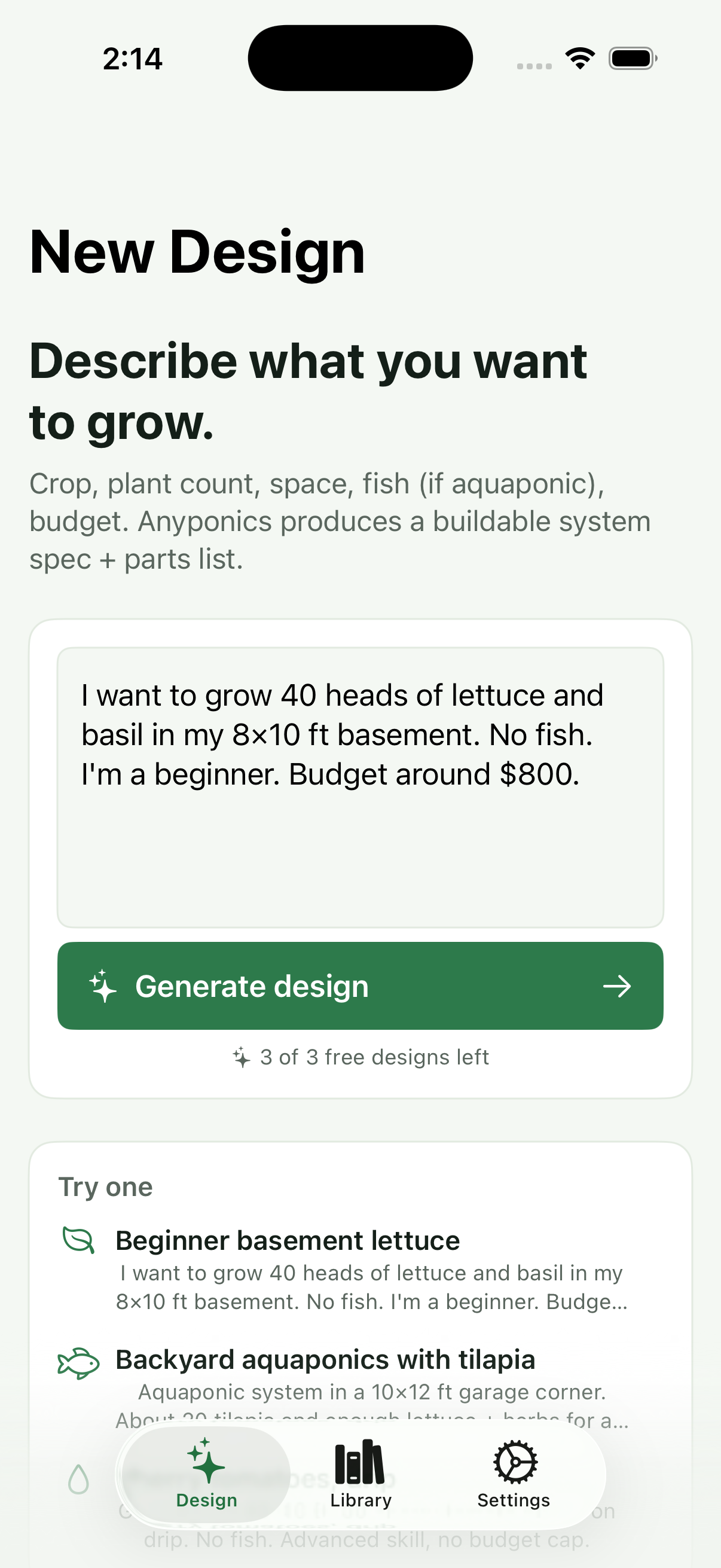 Designing a grow system in the Anyponics app